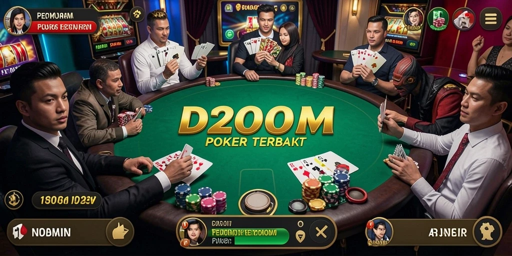 Tampilan gameplay menarik di D200M menampilkan aksi poker yang seru.