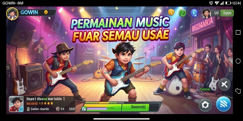 Screenshot gameplay GOWIN yang menampilkan keseruan permainan musik.