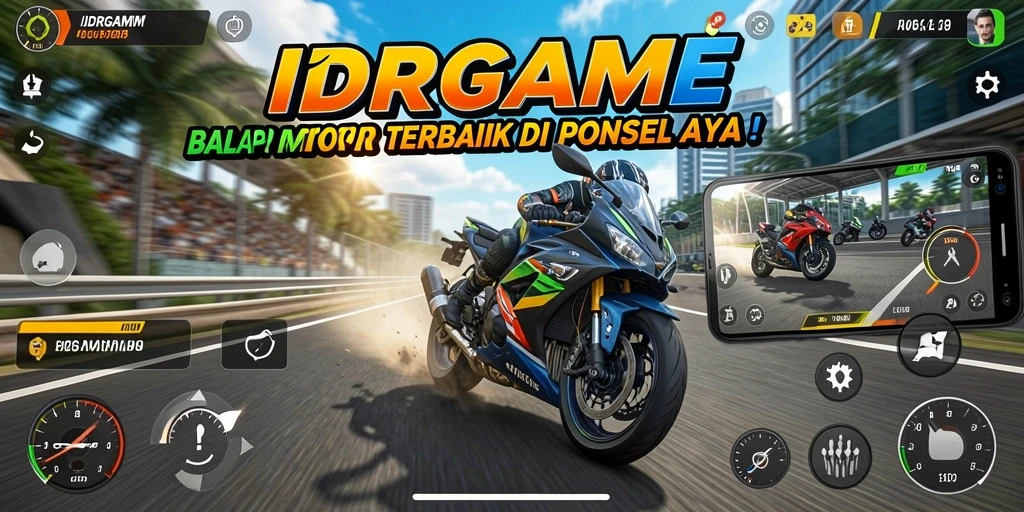 Tampilan gameplay IDRGAME yang mendebarkan saat balap motor.