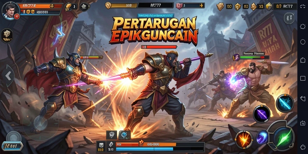 Tampilan gameplay spektakuler dengan aksi bertarung mendebarkan.